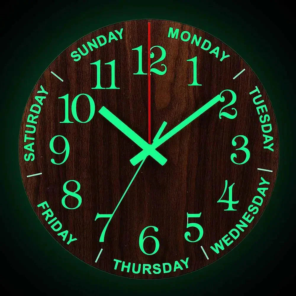 Garduru Leuchtende Wanduhr | Holzdesign | Geräuschlos | Nachtlicht | Nordischer Stil | Geschenkidee