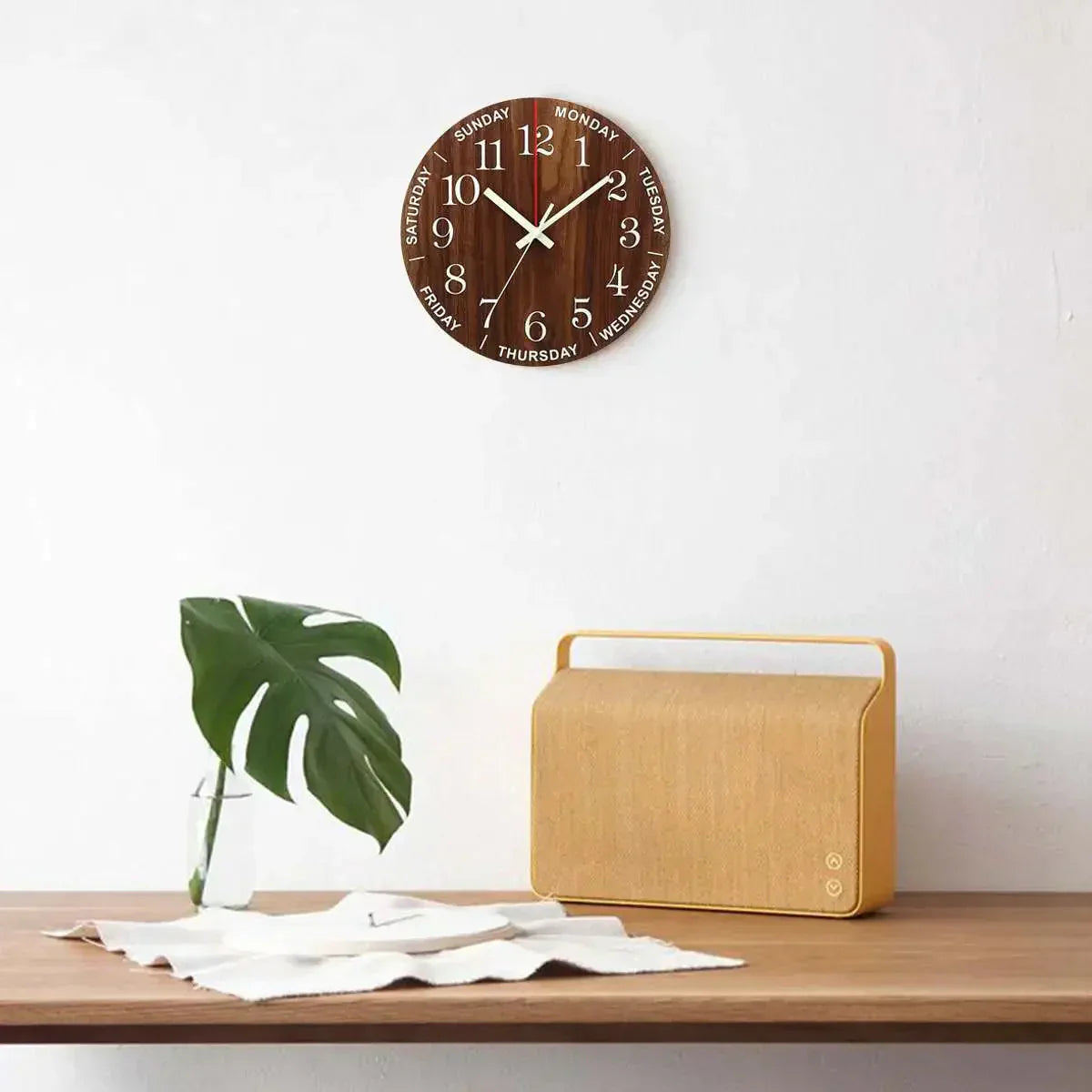 Garduru Leuchtende Wanduhr | Holzdesign | Geräuschlos | Nachtlicht | Nordischer Stil | Geschenkidee