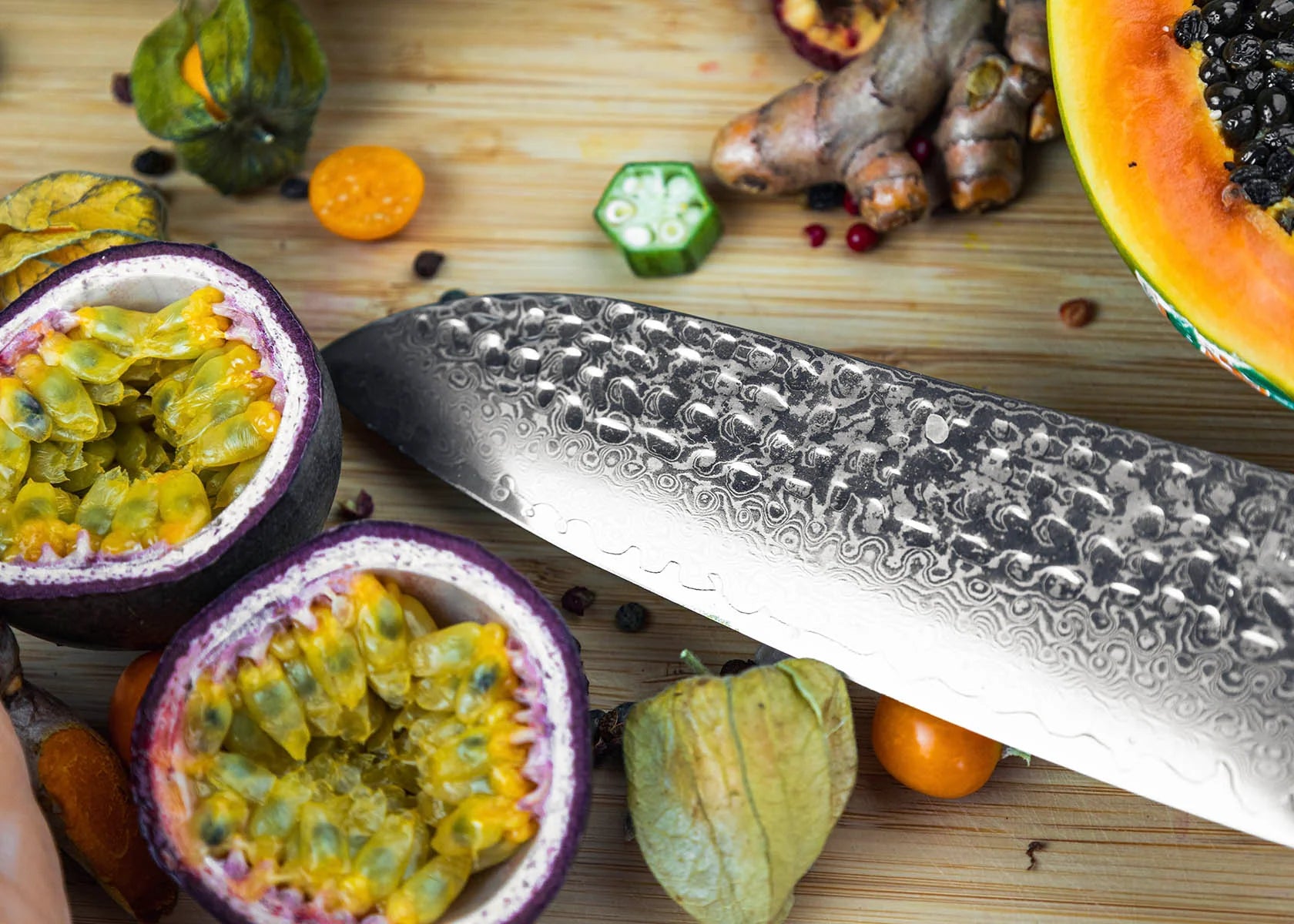 Santoku Damascus Chef's Knife - Bunka - 19 cm Blade