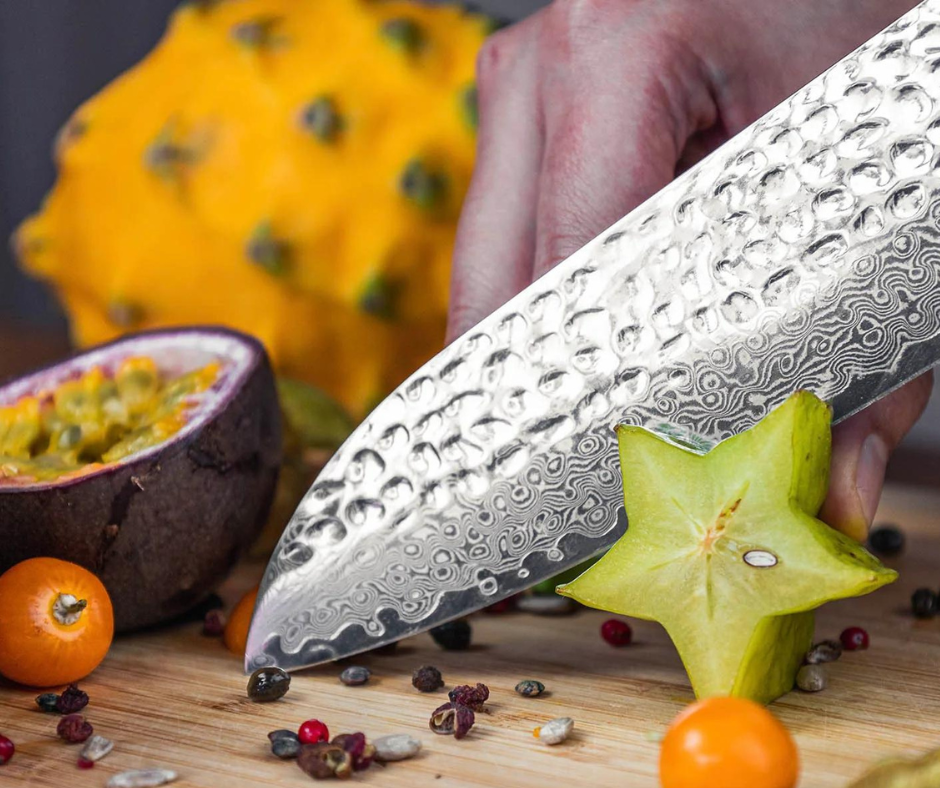 Santoku Damascus Chef's Knife - Bunka - 19 cm Blade